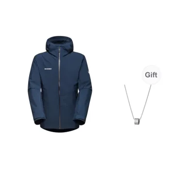 MAMMUT Waterproof, Windproof, And Breathable Windbreaker Jacket Unisex Deep Sea Blue, Comes With Necklace
