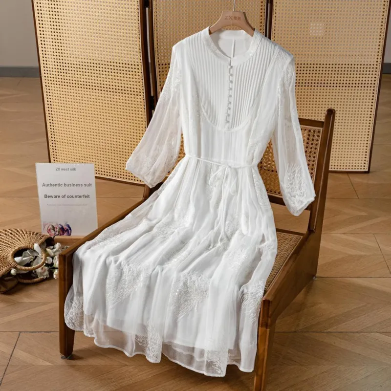 To The West Long Sleeved Dresses Women's White-1
