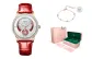 Blush Red Rose Stud Red Leather Strap