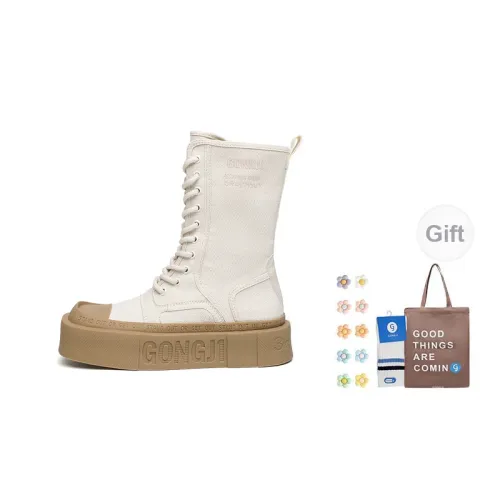 GONGJI Skateboard Shoes Women's High-Top Beige