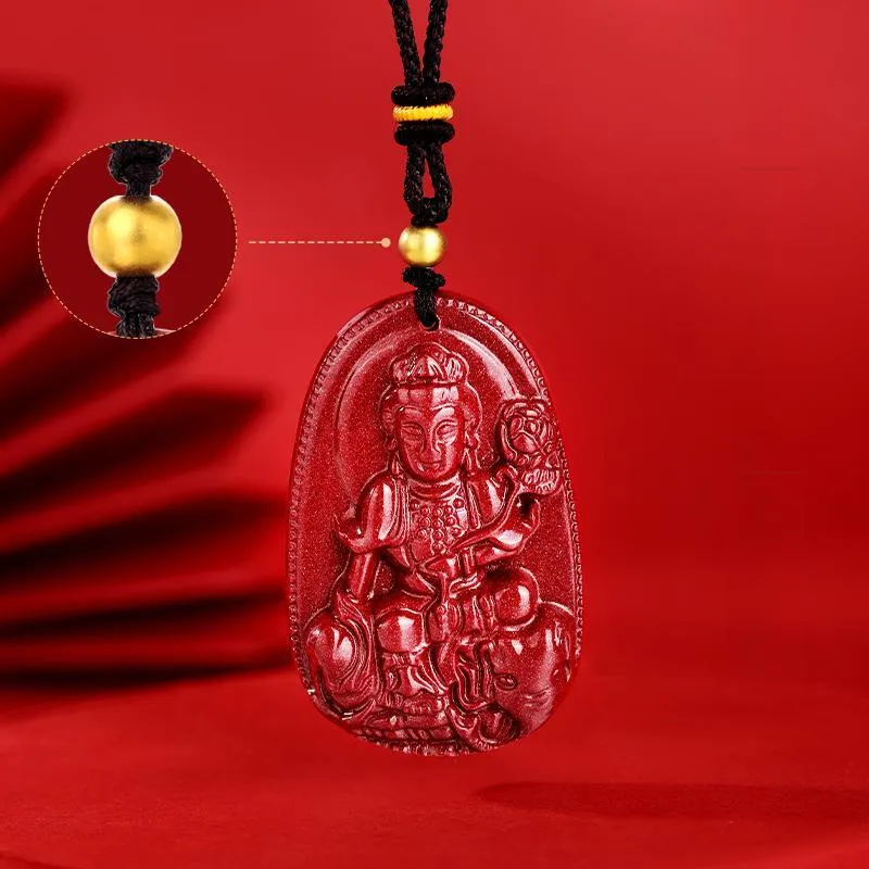 JINLIUFUJIXIANG Reconstructed Cinnabar Necklaces Unisex-33