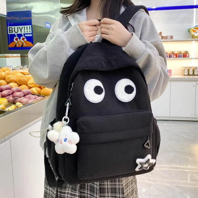 Yalu Nylon Backpack Unisex White/Black/Yellow/Dark Brown/Black Green-2
