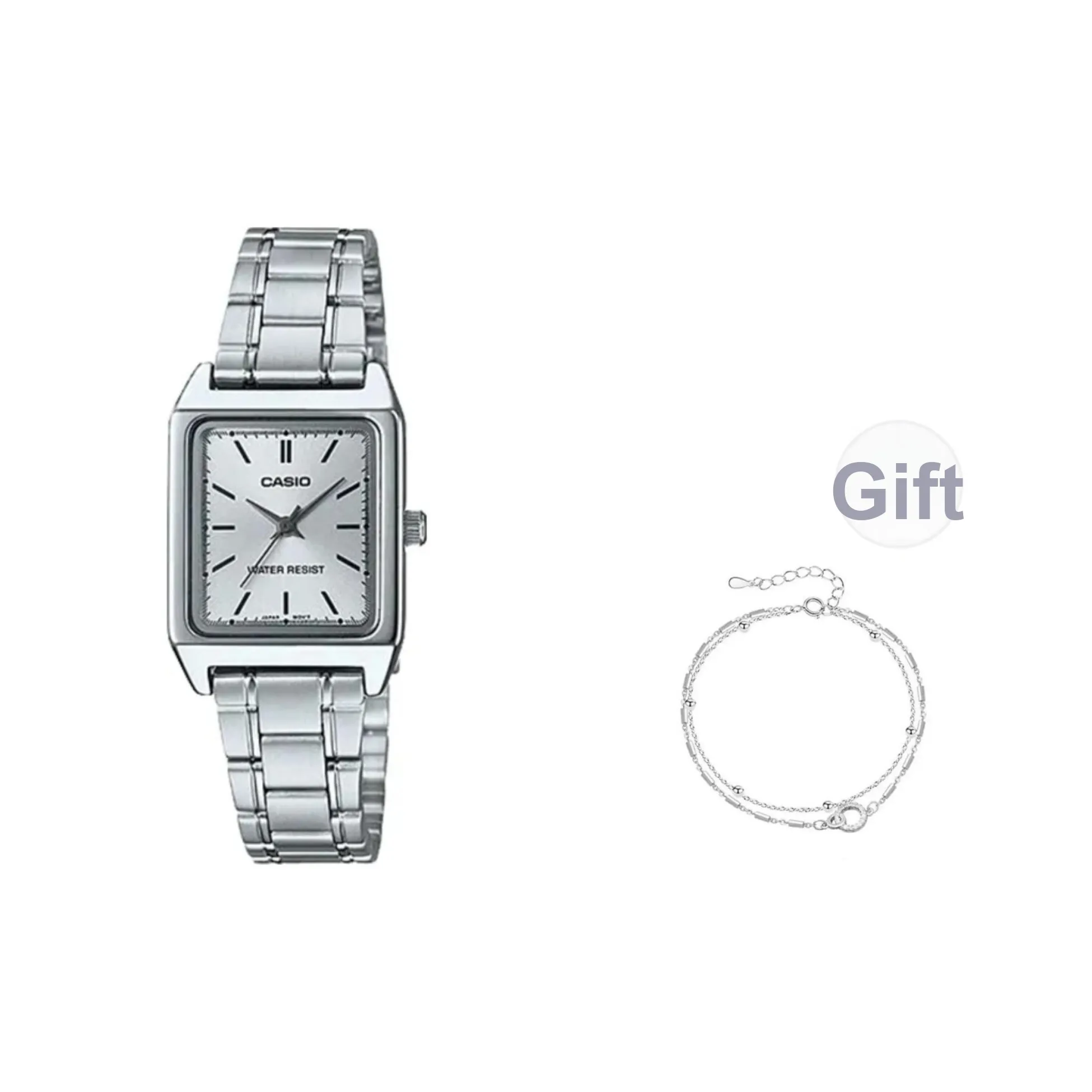 CASIO Кварцевый механизм Часы Женские Серебристый циферблат