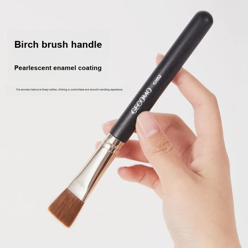 GECOMO Flat Head Makeup Brush+Oil Absorbing Paper Combo, Built in Mirror Powder Puff, Makeup Tool-1