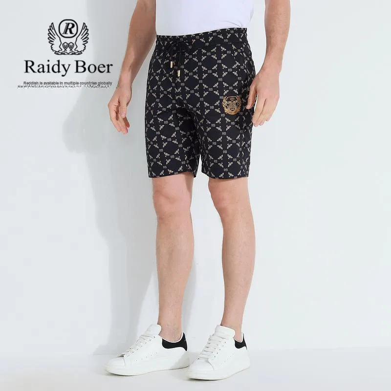 Raidy Boer 2025 Summer Casual Shorts Men's Black Floral-4