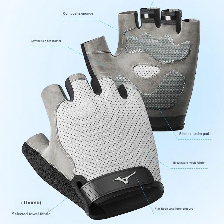 Mizuno Fitness Gloves Protective Microfiber, Towel Fabric, Neoprene, Elastane Adults-1