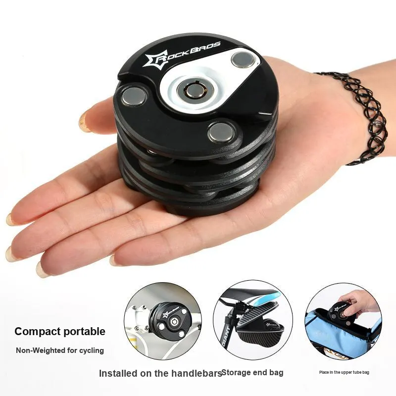 ROCKBROS Bicycle Locks Anti Squeeze And Rust Resistant Folding Lock-1