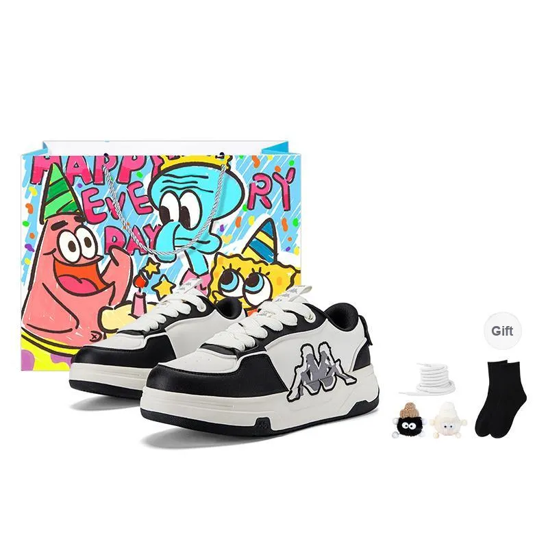 Kappa Cushioning Anti-Slip And Wear-Resistant Height Increasing Low-Top Casual Shoes Unisex Black White-7