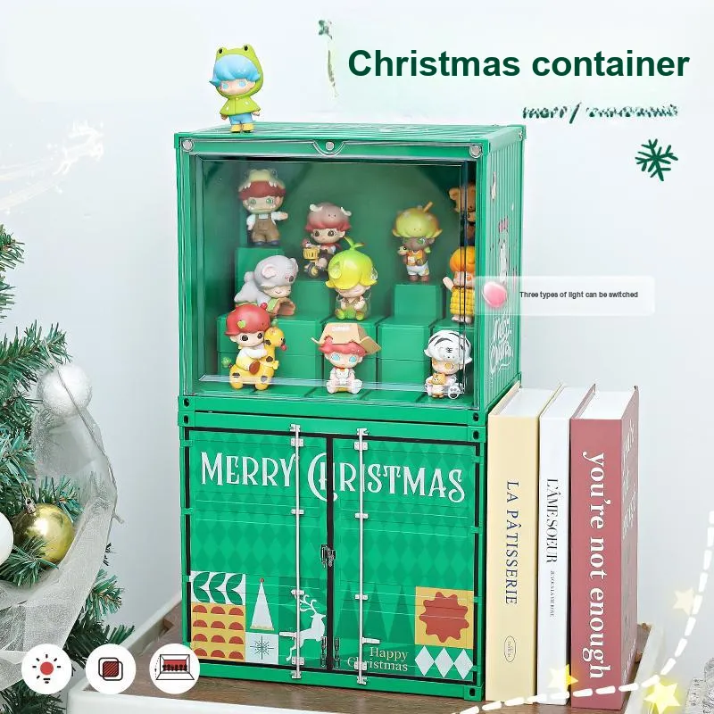 JINGGUAN Christmas Luminous Container Trendy Toy Figure Display Case Finished Product Model Accessories-2