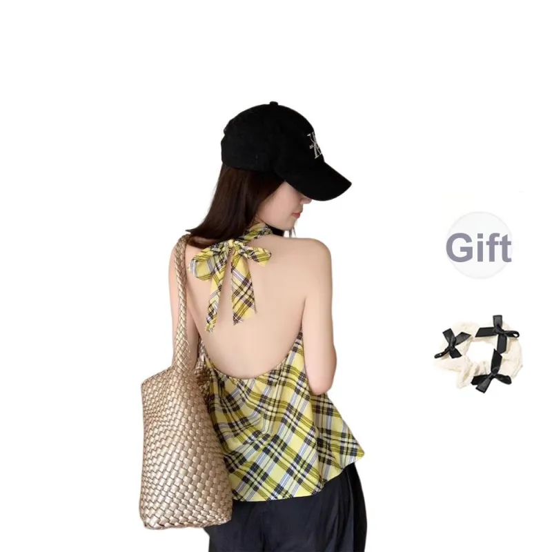 TORIGHT Tank Tops Women's Yellow+Bowknot Hair Tie Comes With-1