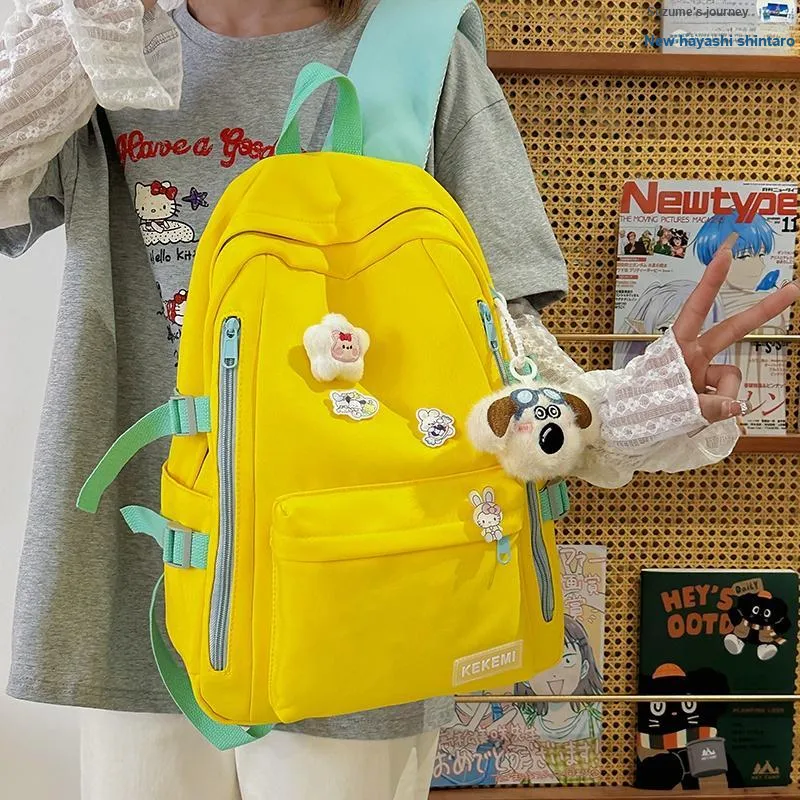 Wolfhorse Nylon Backpack Unisex Yellow/Blue/Green/White/Black-17