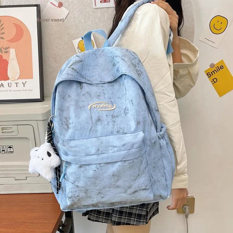 BUBM Nylon Backpack Regular Unisex White/Black/Burgundy/Blue-4