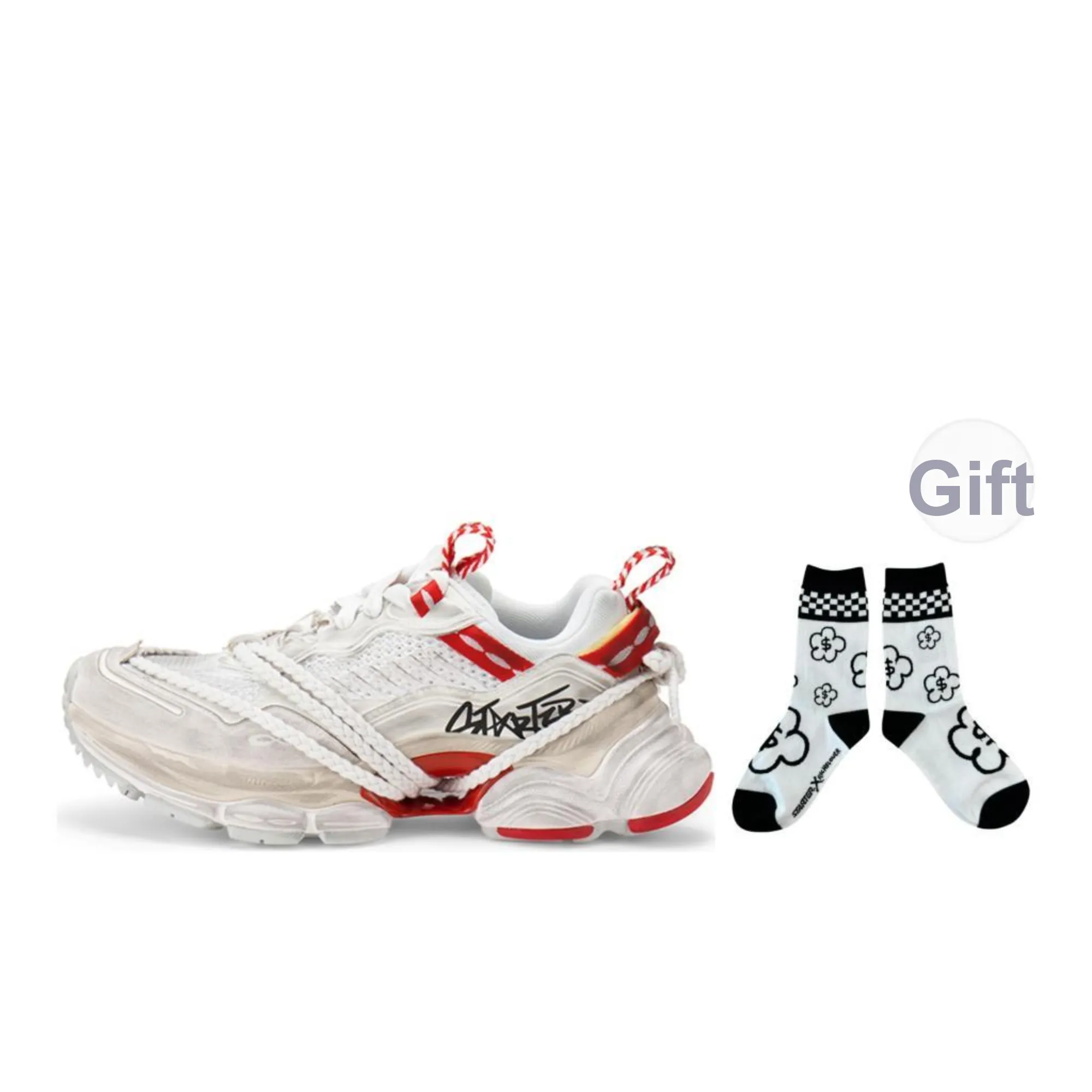 STARTER Height Increasing Anti-Slip And Wear-Resistant Low-Top Chunky Sneakers Unisex Red