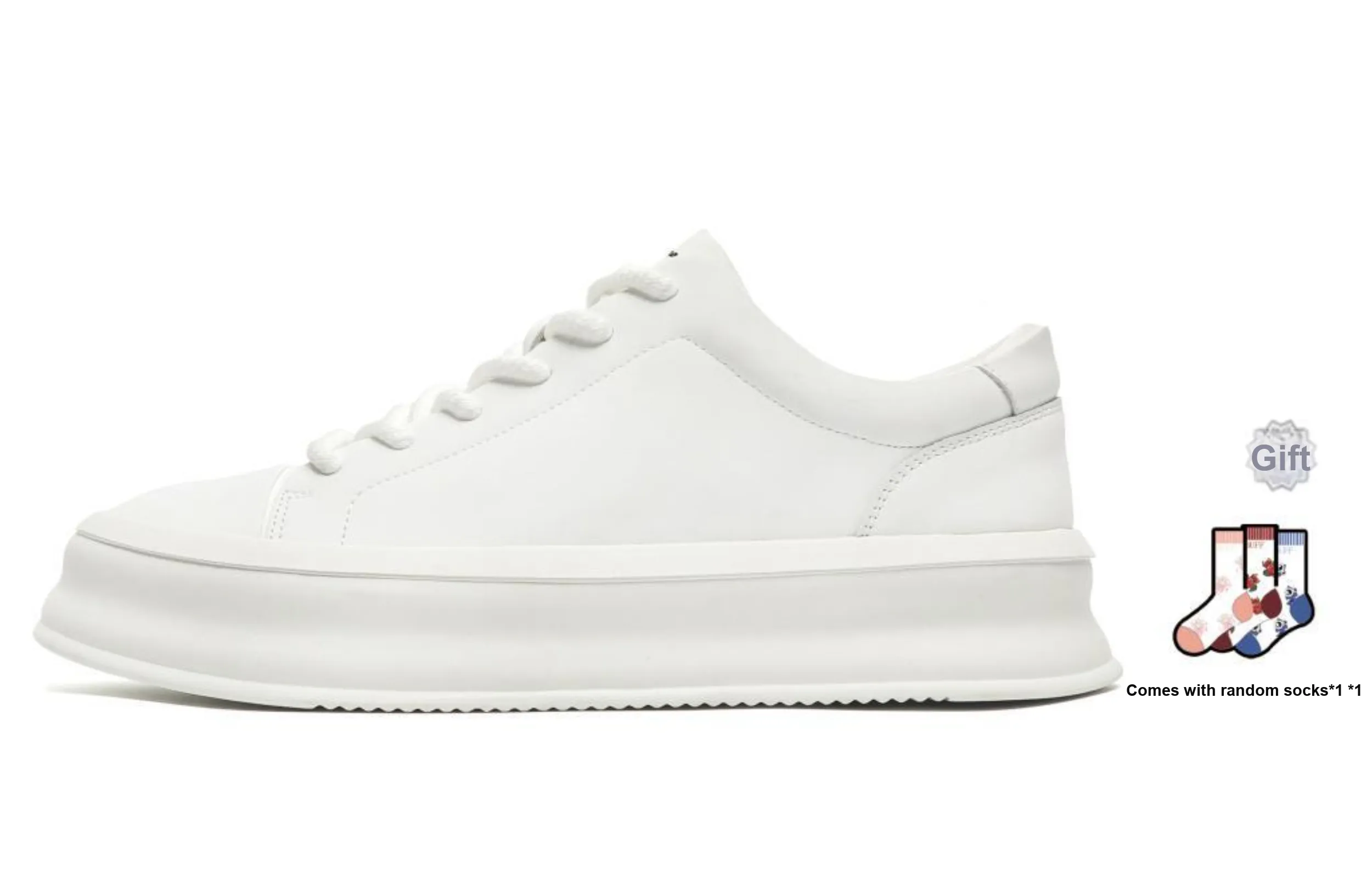 BUFFALO BOUND Small White Shoes Anti Slip Wear Resistant Low Top Skateboard Shoes Men's White