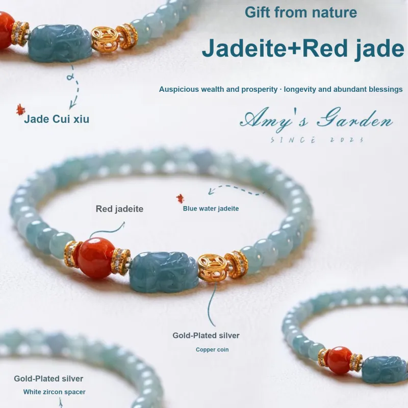 Amy's Garden Glutinous Jade Blue Water Jadeite Bracelet Women's-5