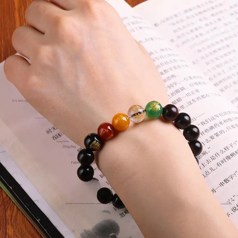 Yeon yun Jewelry Small Leaf Red Sandalwood Wooden Bracelets Unisex 10mm-7