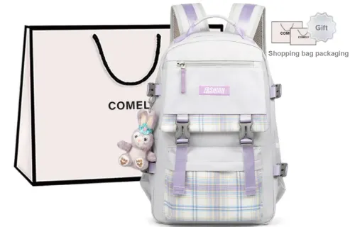COMELY Nylon Fabric Commute Travel Bag Backpack Laptop Bag Backpack Regular Women's Gray