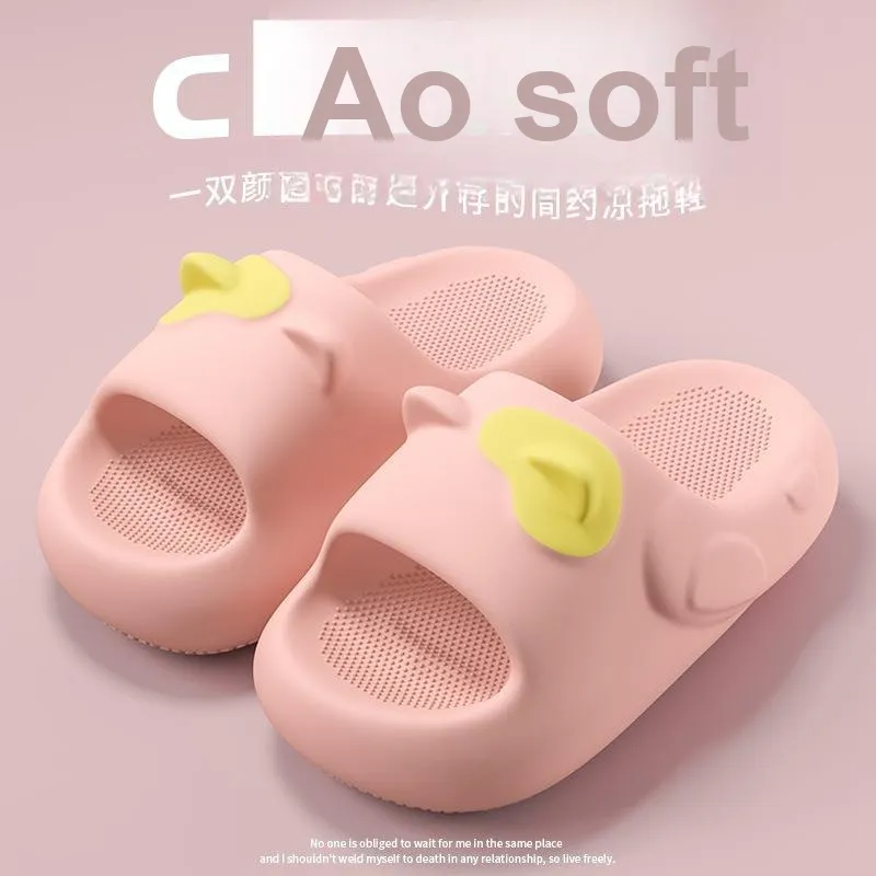 JINGEYU Cute Kitten 3D Effect Trendy Ear Slippers, Home Stripes Platform Slip Resistant-1