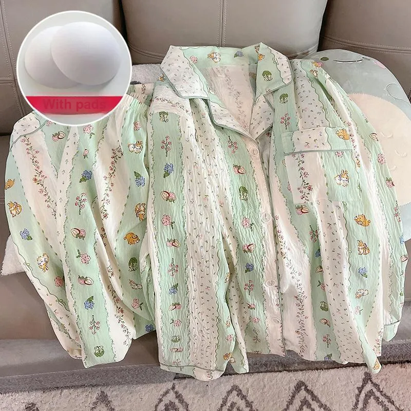 XIAFENYAN Pajama Set Women's Green-2