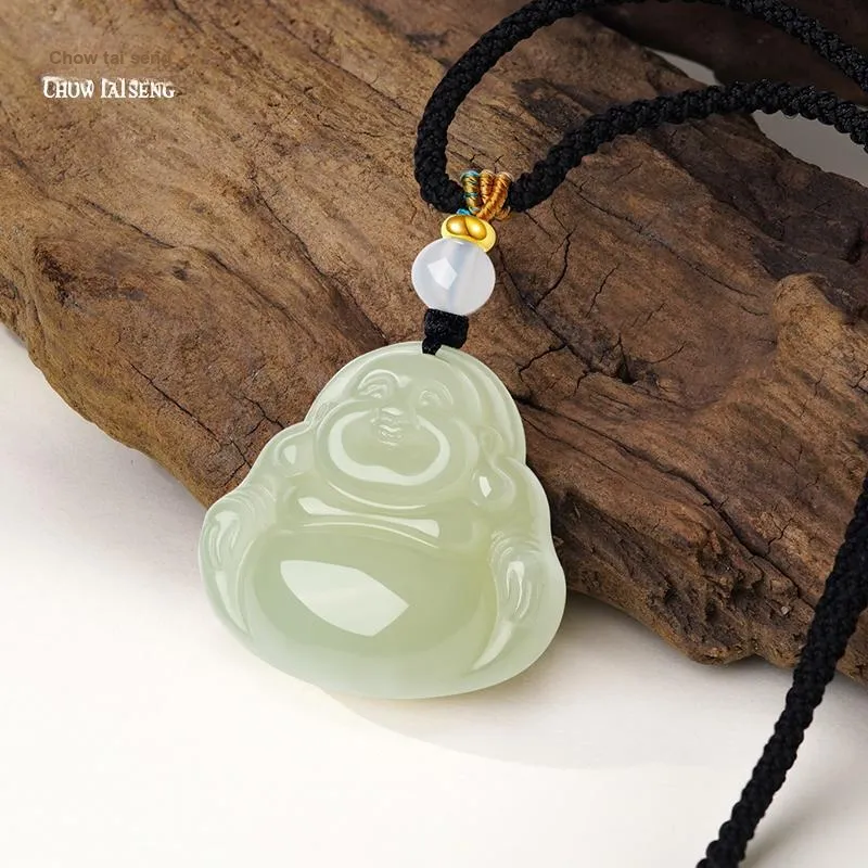CHOW TAI SENG Hetian Jade Pendant, Gift Pale Greenish White Jade Unisex-3