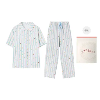 Red Beans At Home Pajama Set Women's Salt Blue