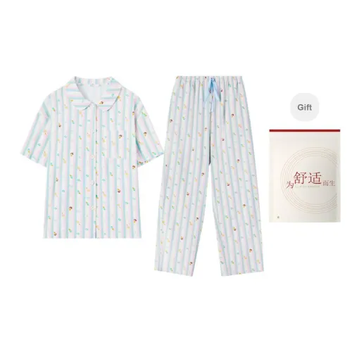 Red Beans At Home Pajama Set Women's Salt Blue