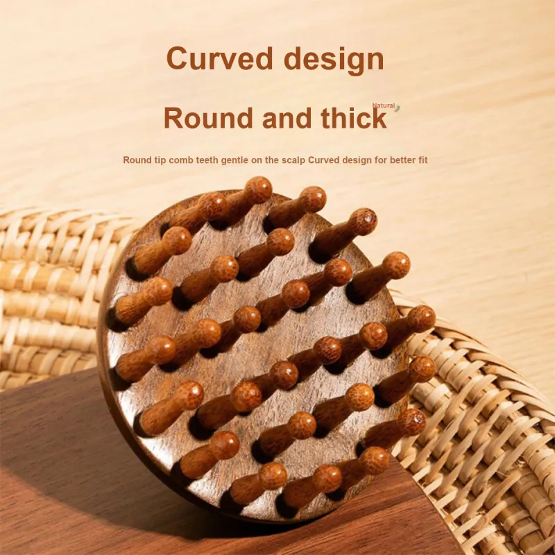 Gentle Welcome High End Sandalwood Round Disk All Comb Hair Unblocking Magic Tool For Smooth Hair Without Pulling-4
