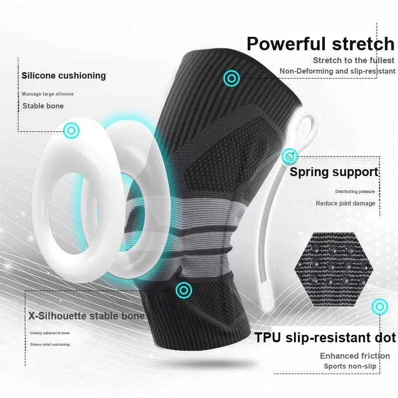 NAILEKESI Running Mountaineering Basketball Men's Silicone Nylon Elastane Latex Thread Knee Pads-1