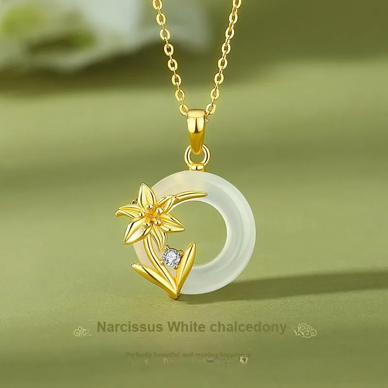 JINJI Natural Chalcedony Necklaces Women's-27