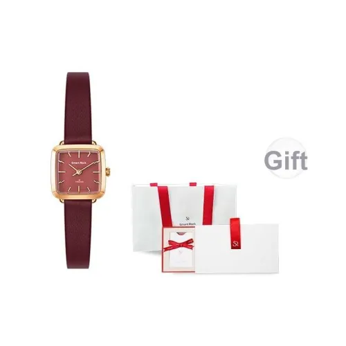 SR Maillard Style Cubic Sugar Outfit Кварцевый механизм Натуральная кожа Ремешок Часы Женские часы Золотой циферблат