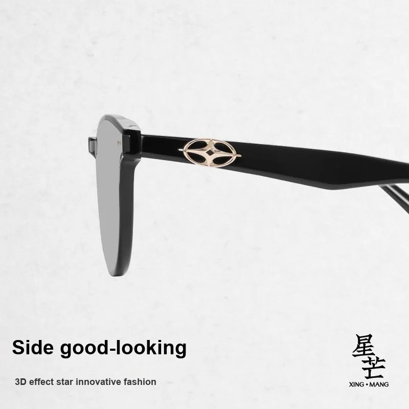 MUJOSH Plate Frame Round Frame Star Logo Fashion Sun Protection UV Protection Unisex-4