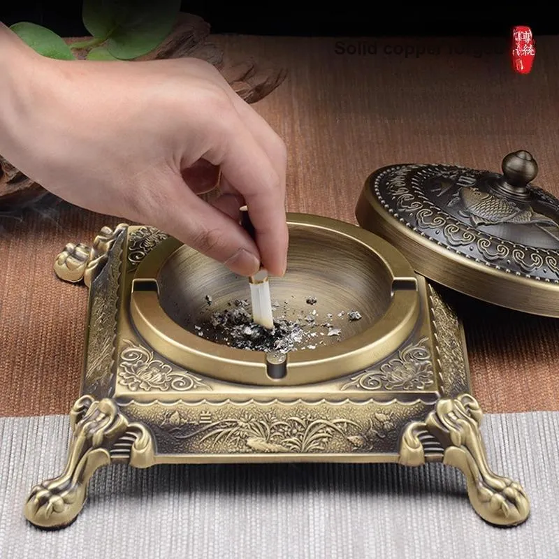 Xuan Rafters Pavilion Extra Large Vintage Nordic Style With Lid Ashtray Ornament Office Desktop Craft Gift-2