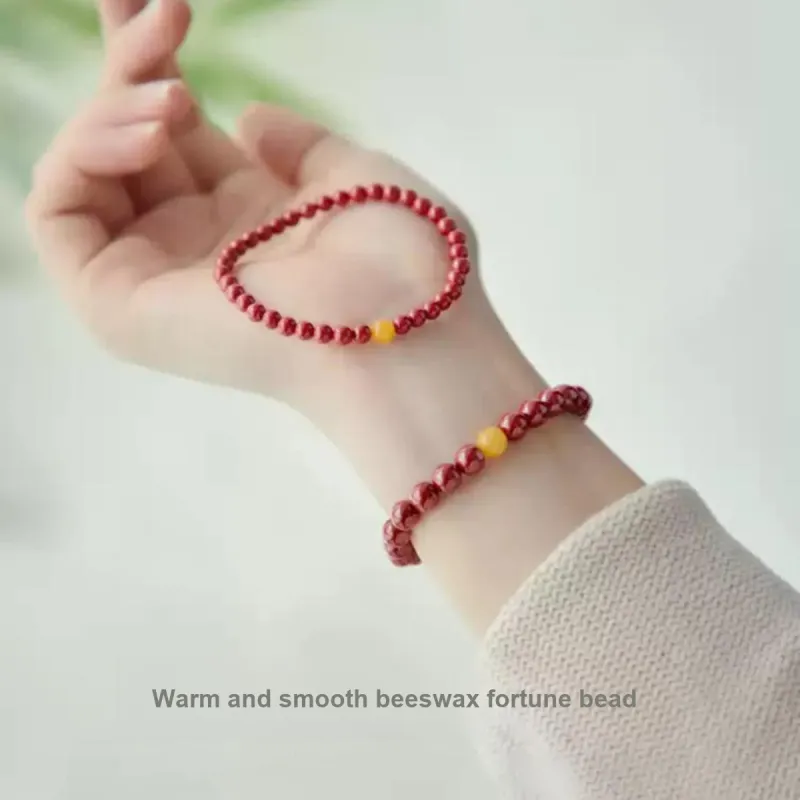 Fuxin Reconstructed Cinnabar Bracelets Unisex-3
