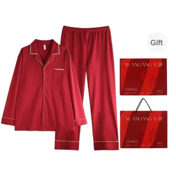 Xuan Liang Pajama Set Men's Gift Box Set Maroon