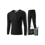Men's Set (Black) Thickened and Fleece-Lined/Classic Round Neck/Shopping Bag Included