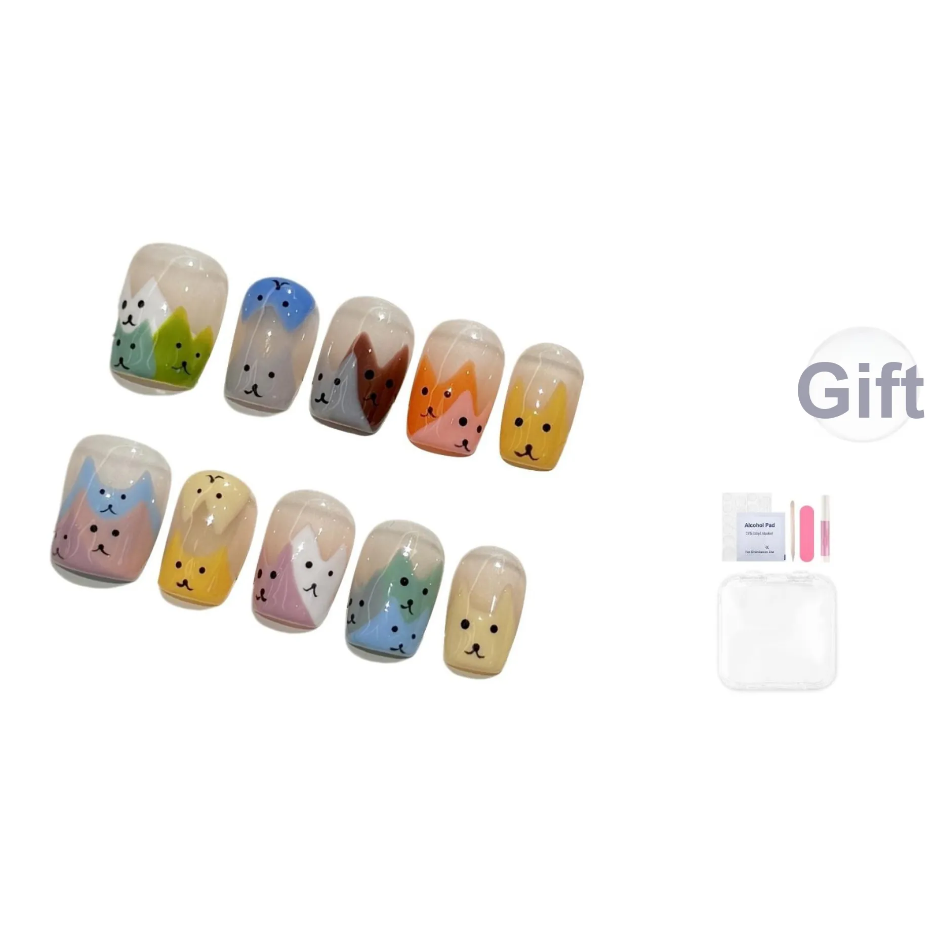 Fanze Ручной Рисунок Cartoon Cute Складной Кошка Короткий Многоцветный Smudge 15mm