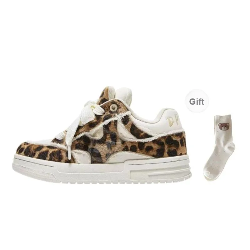 BINGO DUCK Skateboard Shoes Women's Leopard Print-0