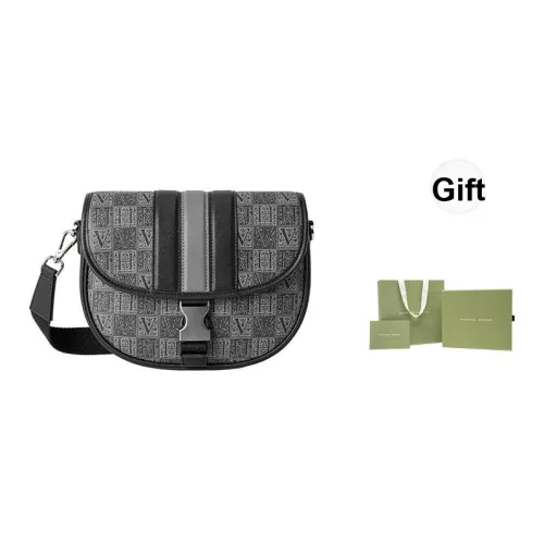 VANESSA HOGAN MONOGRAM LEATHER Saddle Bag Shoulder Bag Medium Unisex Black ВАНЕСА ХОГАН MONOGRAM LEATHER Седло Сумка Плечевая Сумка Средняя Унисекс Черный