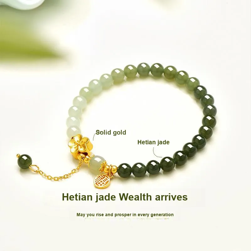 JINLIUFUJIXIANG Hetian Jade Bracelets Green Jade Unisex-2