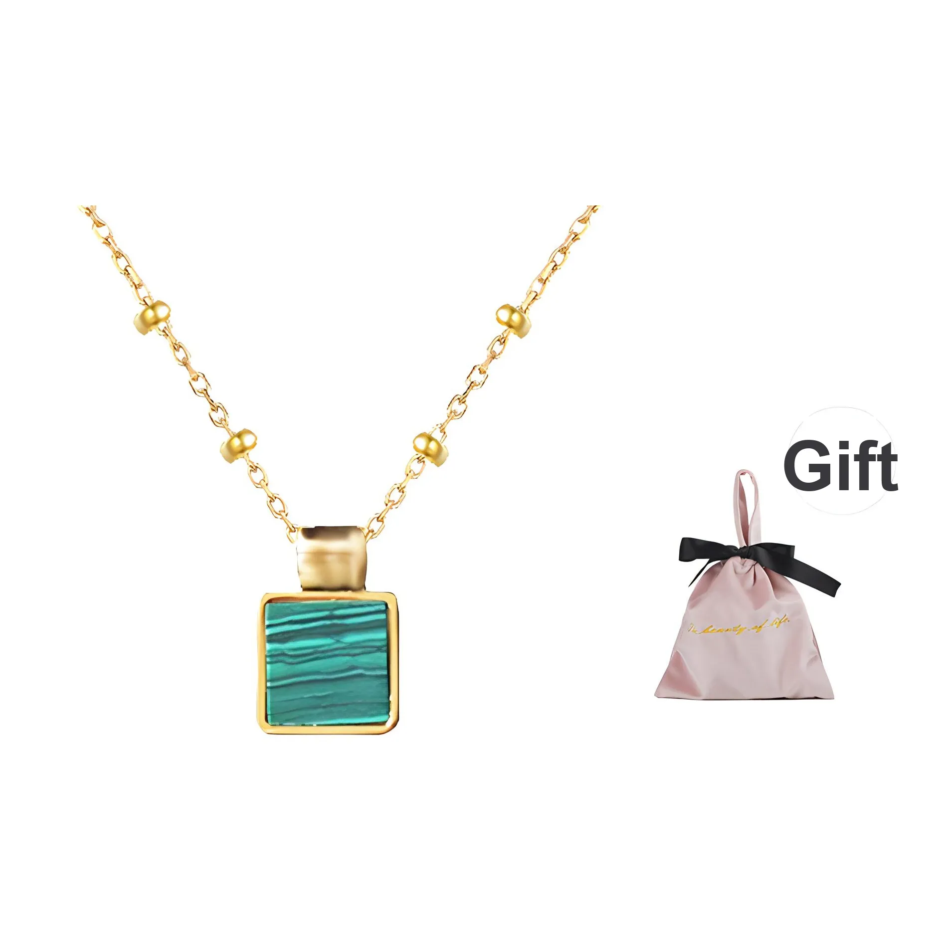 Wakfu Malachite Gold Plated Silver Necklaces Women's
