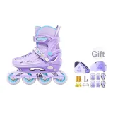 Double Prong Buckle-Non-Sprain[Exclusive Purple]Grade S Helmet Protective Gear+Backpack+Gift Pack+Lockable Wheels