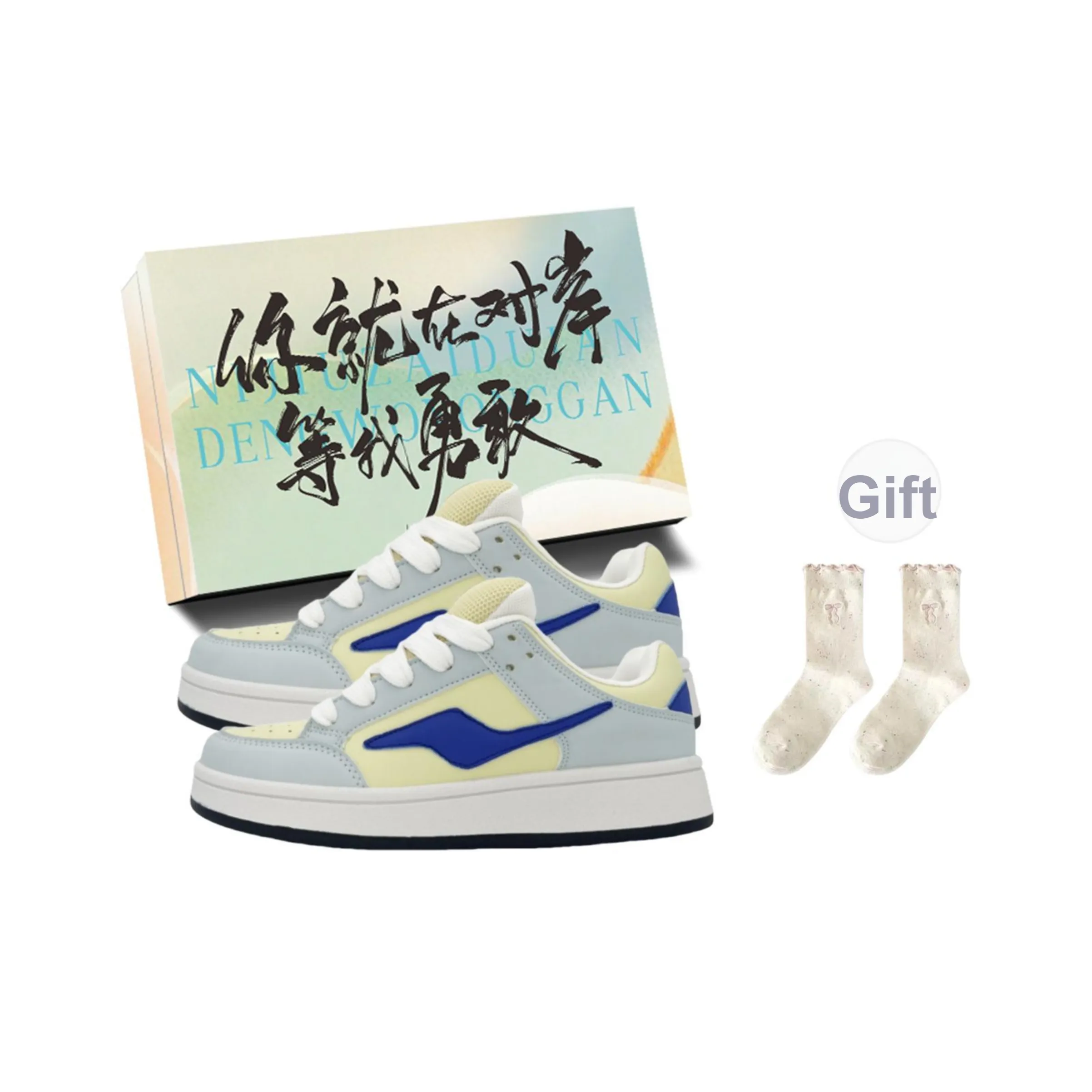 JimiXiong Скейтборд Кроссовки Женские Желто-Синие