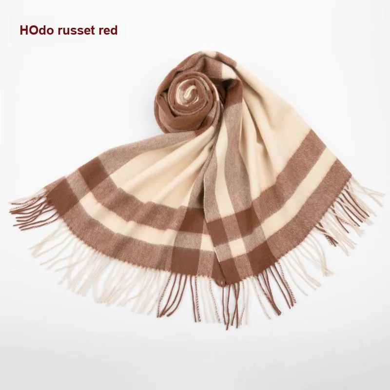 Red Bean 30% Cashmere 70% Wool Knit Scarves Women's-1