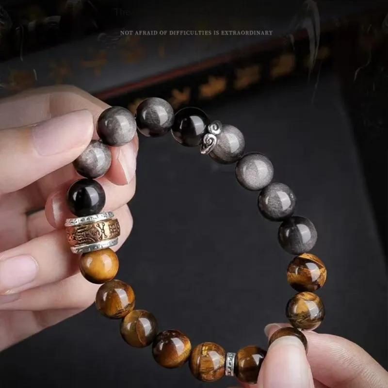 Kowloonko Obsidian Bracelets Unisex-5