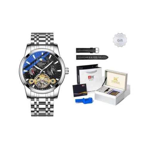 WSK Механический механизм стальной ремешок мужские часы белый циферблат