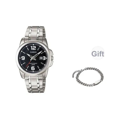 CASIO Vintage Collection L THREE Hands Кварцевый механизм Нержавеющая сталь Ремешок Часы Мужские Черный циферблат