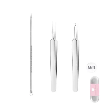 UKISS Stainless Steel Pore Picking Tool Box Makeup Tool Cell Clip 3 Pack