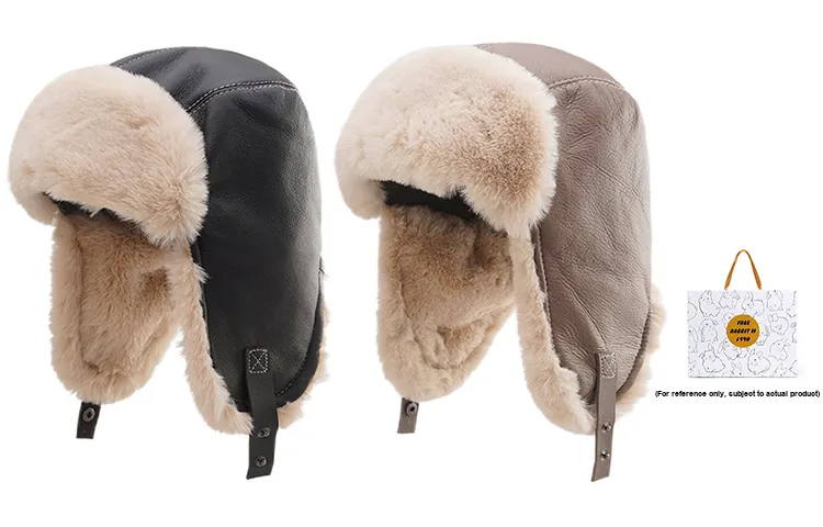 FREE RABBITⅡ Artificial Leather Trapper Hats Unisex-5
