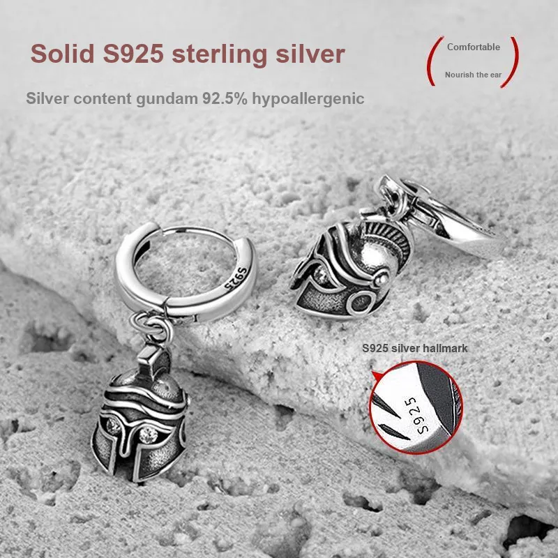 DAIRUO S925 Silver Earrings Men's-6