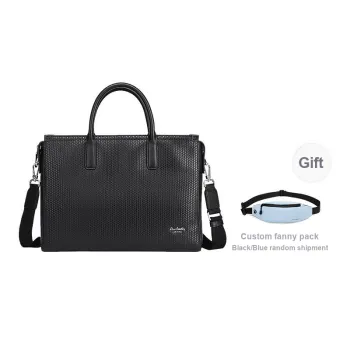 PIERRE CARDIN Cow Leather Laptop Bag, Handbag, Briefcase Large Size Men's Black
